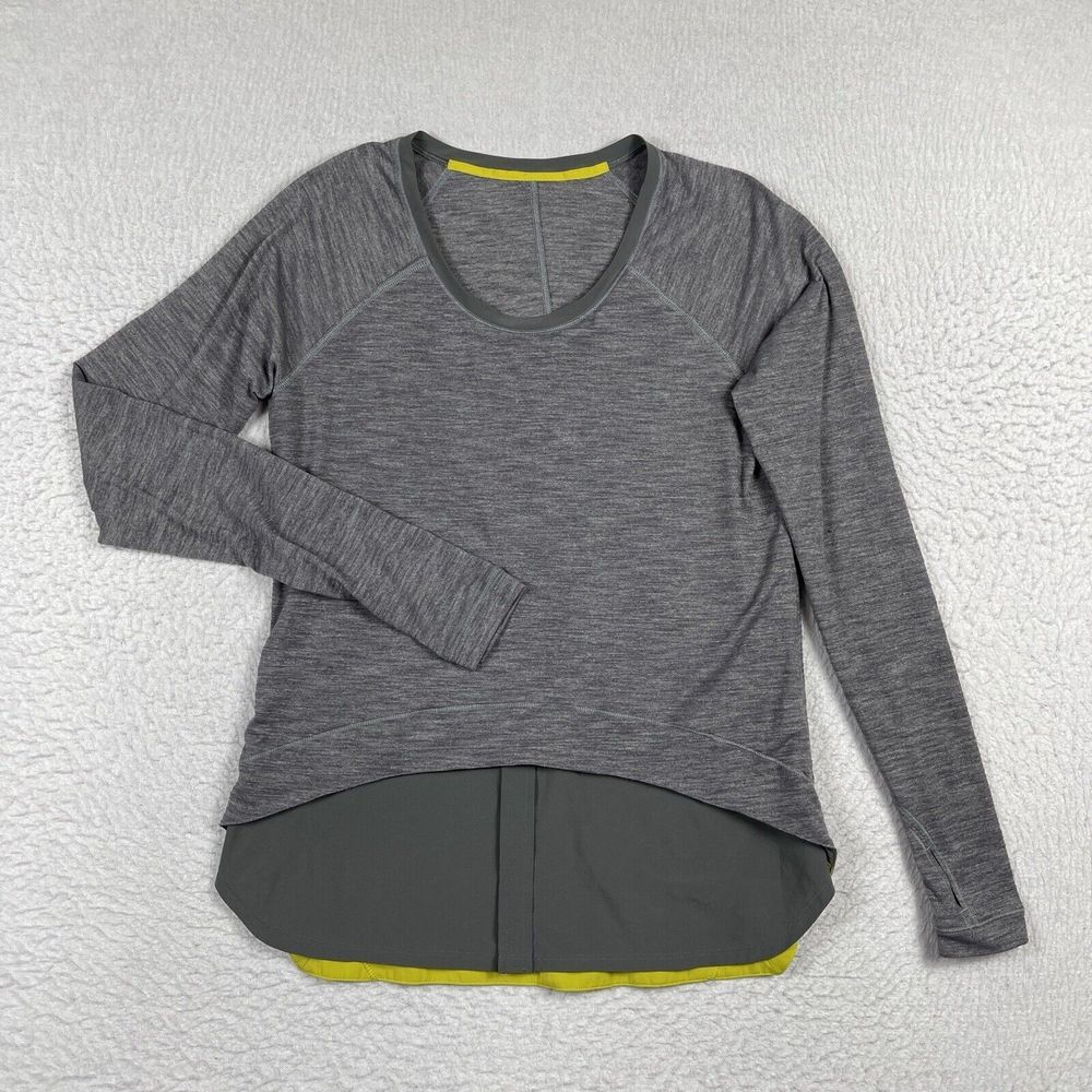 Lululemon Shirt Womens 6 Gray Layered Activewear‎ Gym Yoga Travel Everyday